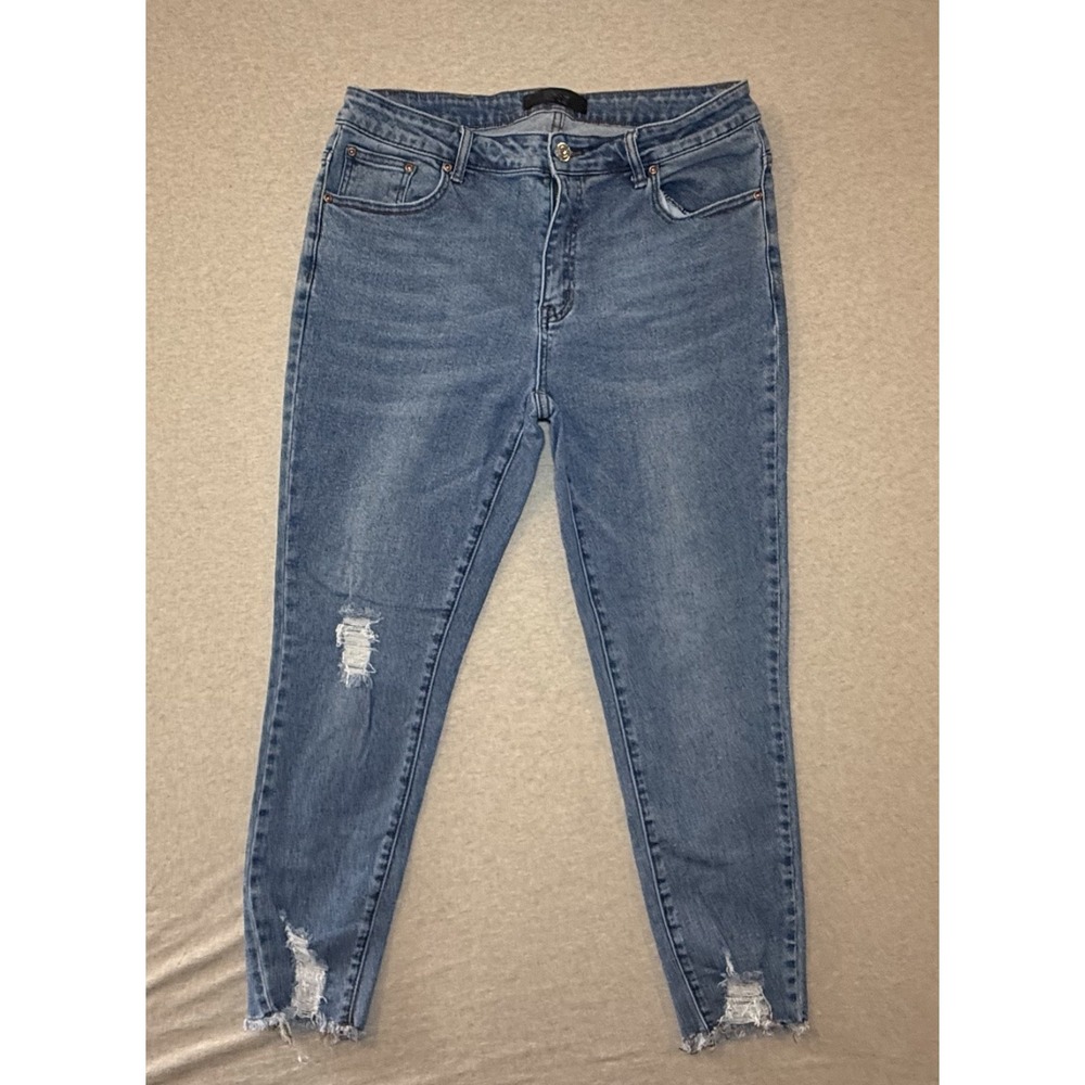 Monkey Ride Jeans. woman size 2x/16. light wash blue jean. strech fit. zip